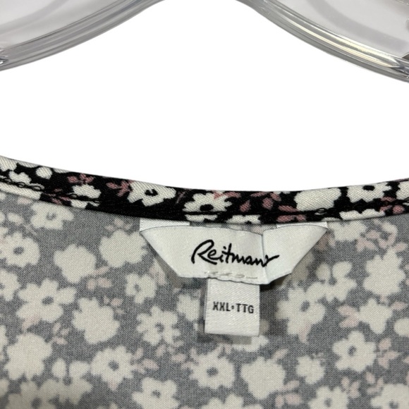 NWOT, Reitmans, Plus Size Long-Sleeve V-Neck Tee, XXL, White, Black, Pink - Picture 4 of 9